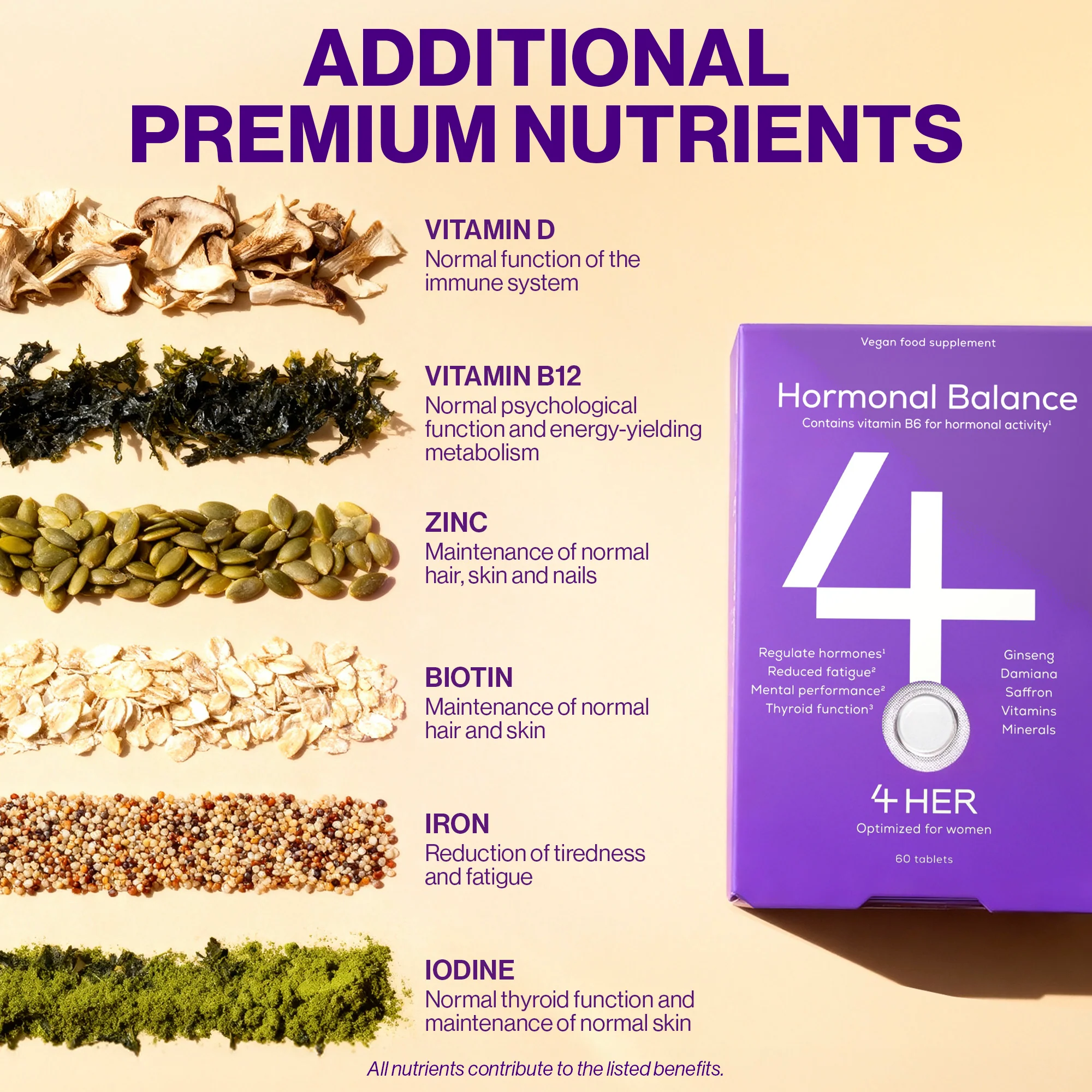 4 HER Hormonal Balance Multivitamin & Botanical Blend for Women 60 Tablets - Image 3