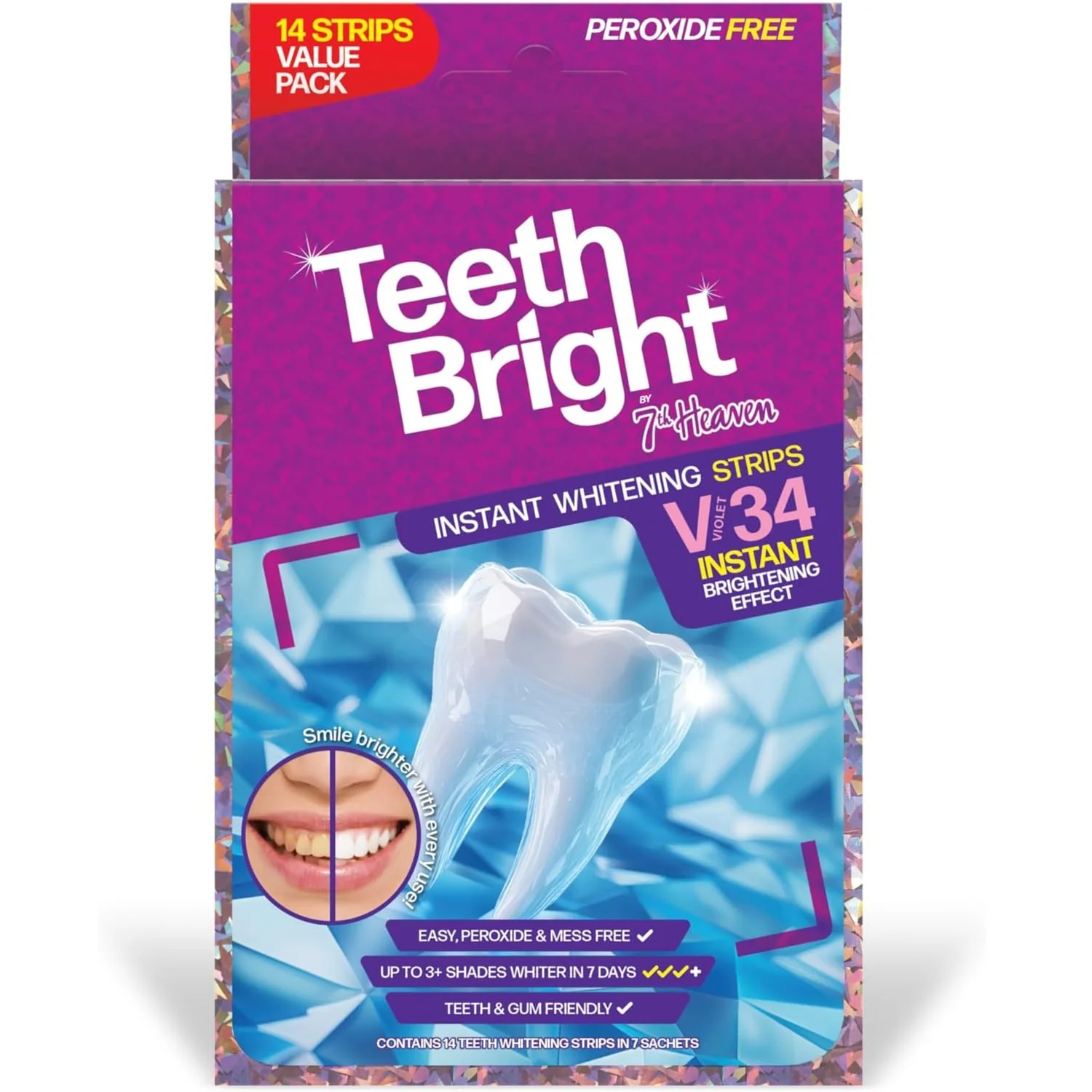 7th Heaven Teeth Bright Whitening Strips 14s