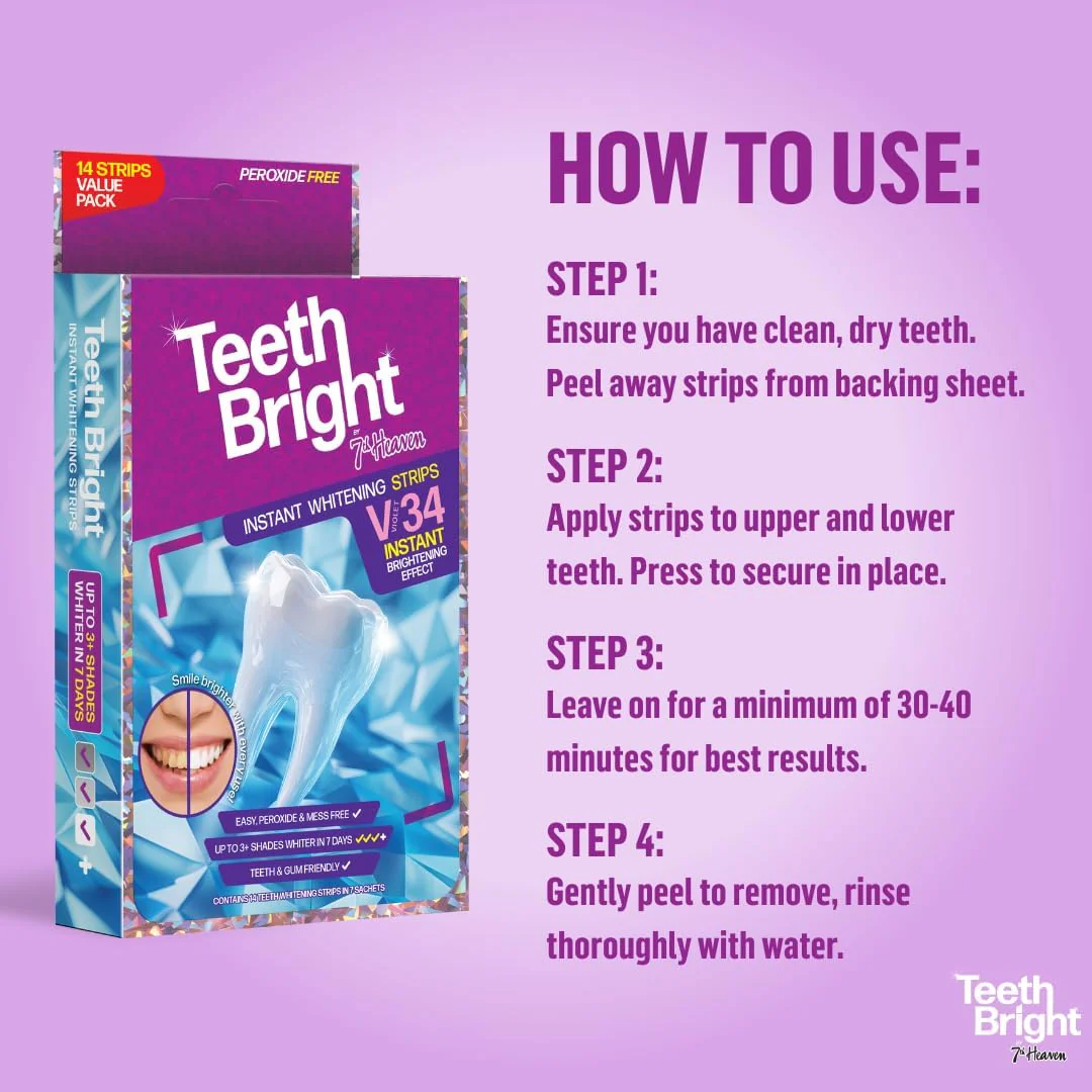 7th Heaven Teeth Bright Whitening Strips 14s - Image 6