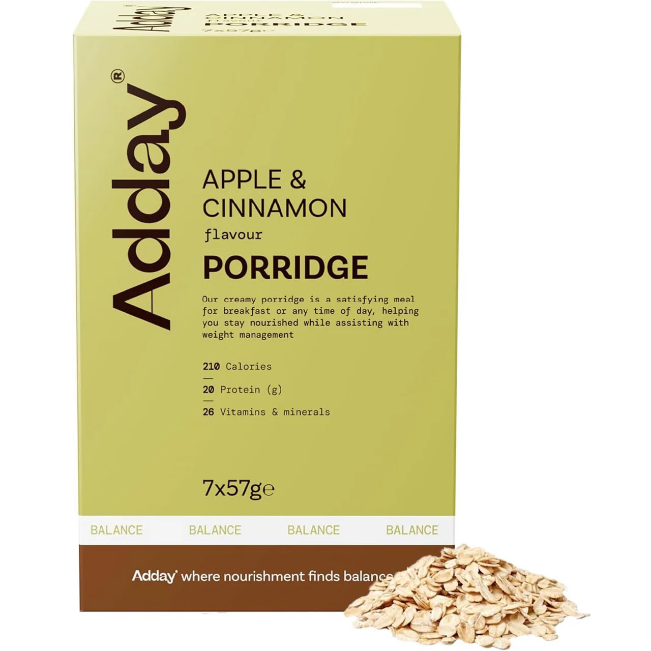 Adday Apple & Cinnamon Flavoured Oat Porridge 7 Sachets
