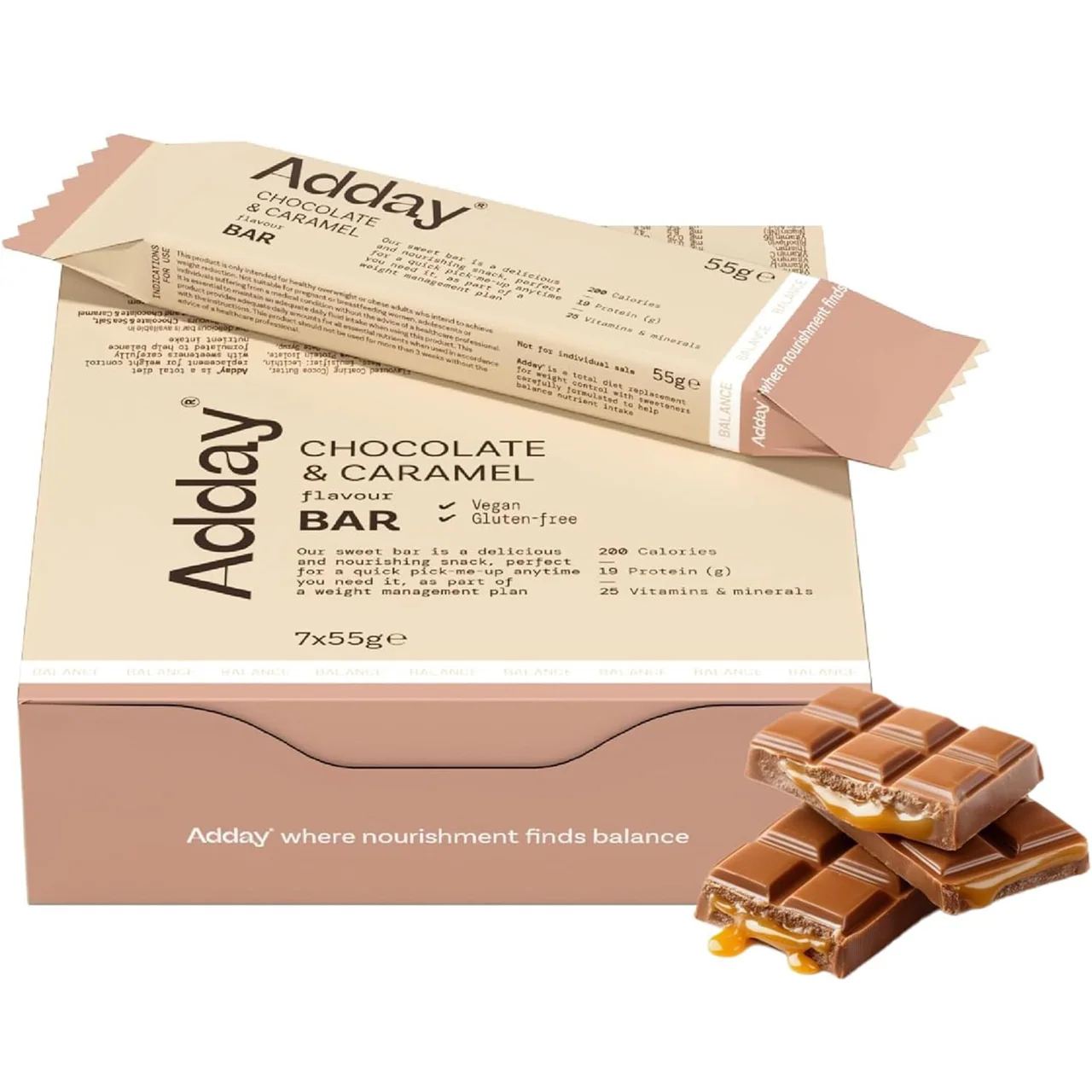 Adday Chocolate & Caramel Flavoured Bars 7 Bars