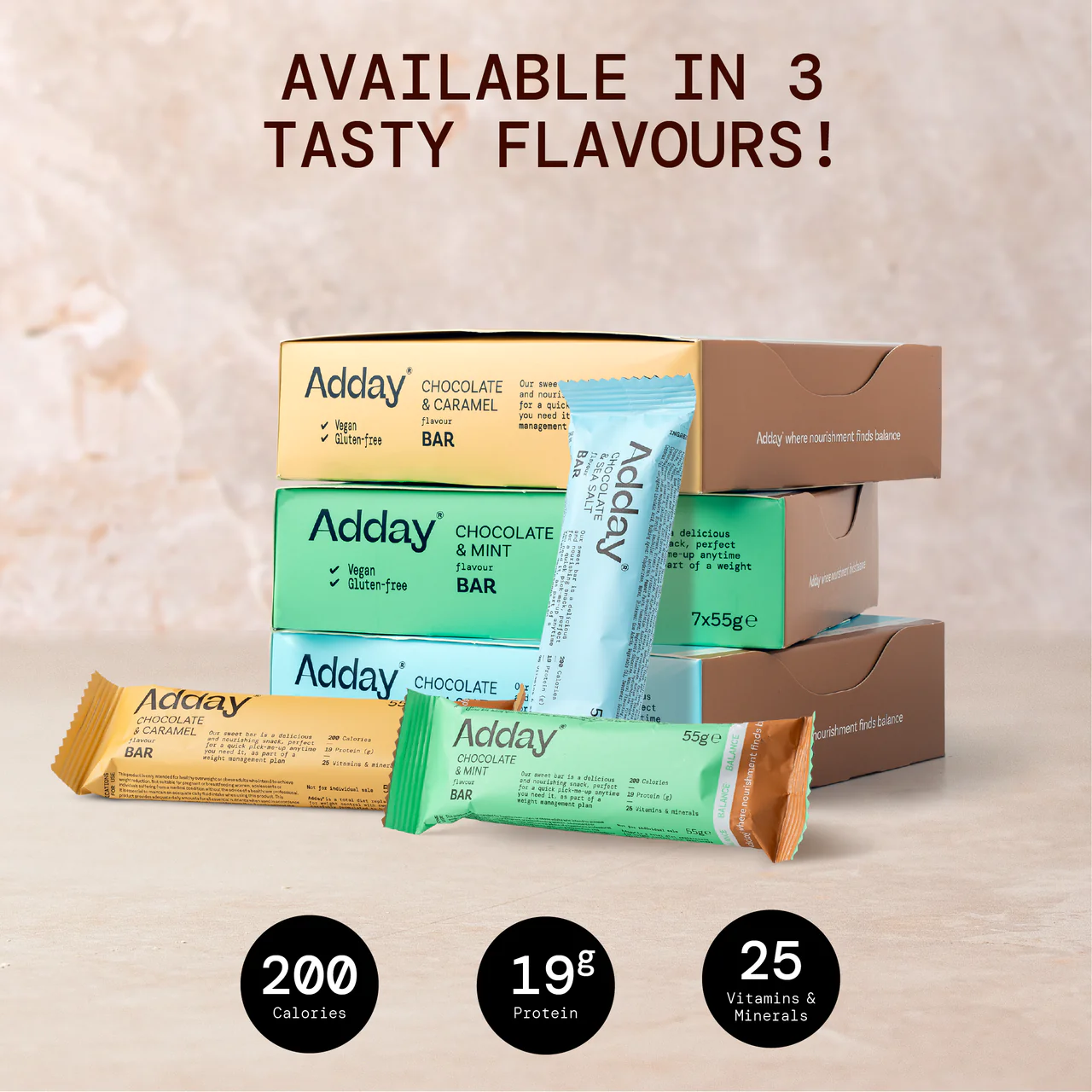 Adday Chocolate & Caramel Flavoured Bars 7 Bars - Image 7