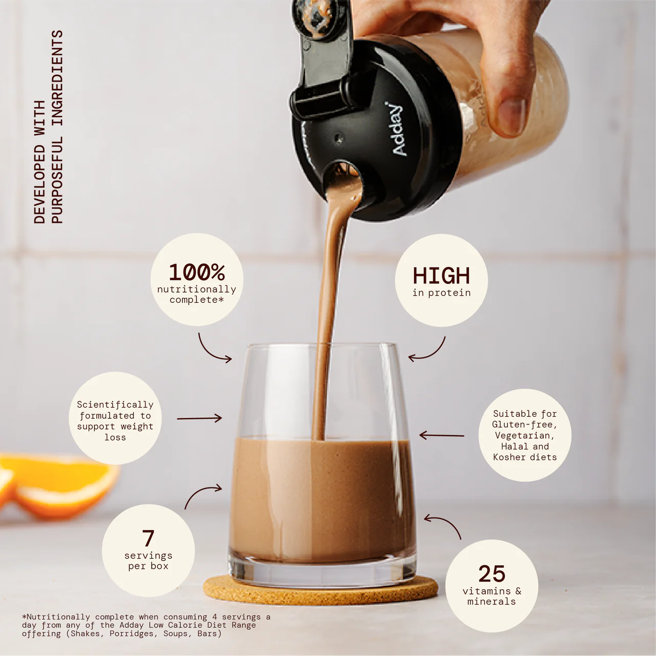Adday Chocolate Orange Flavoured Shake 7 Sachets - Image 3