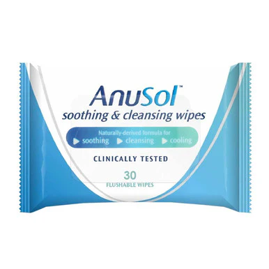 Anusol Soothing & Cleansing Flushable Wipes for Hemorrhoids and Piles Treatment 30 Pack
