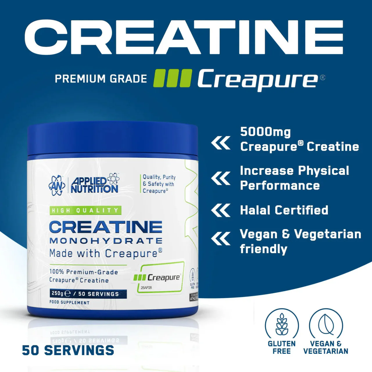 Applied Nutrition Creapure Creatine Monohydrate 250g - Image 2