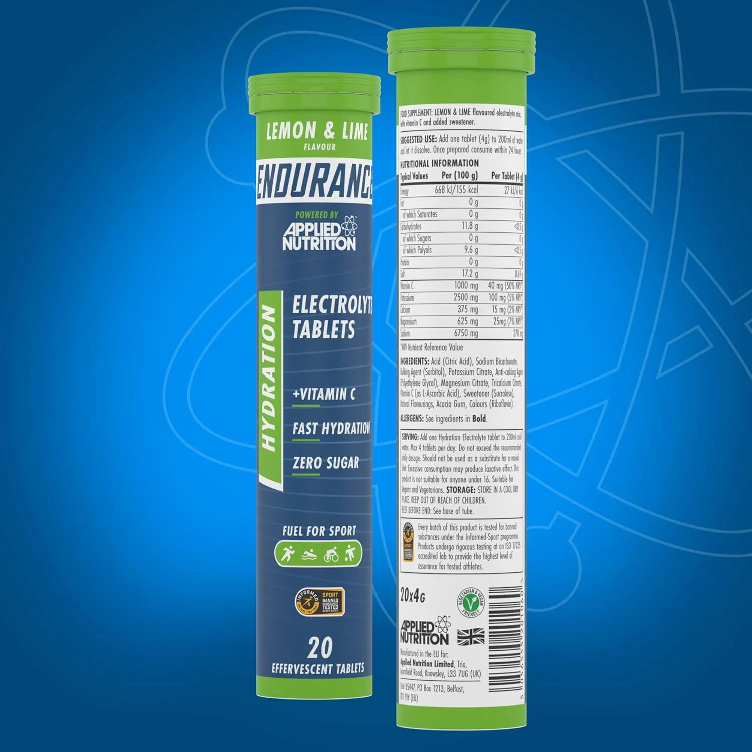 Applied Nutrition Endurance Hydration Electrolyte Tablets Lemon & Lime 20 x 4g tablets - Image 9