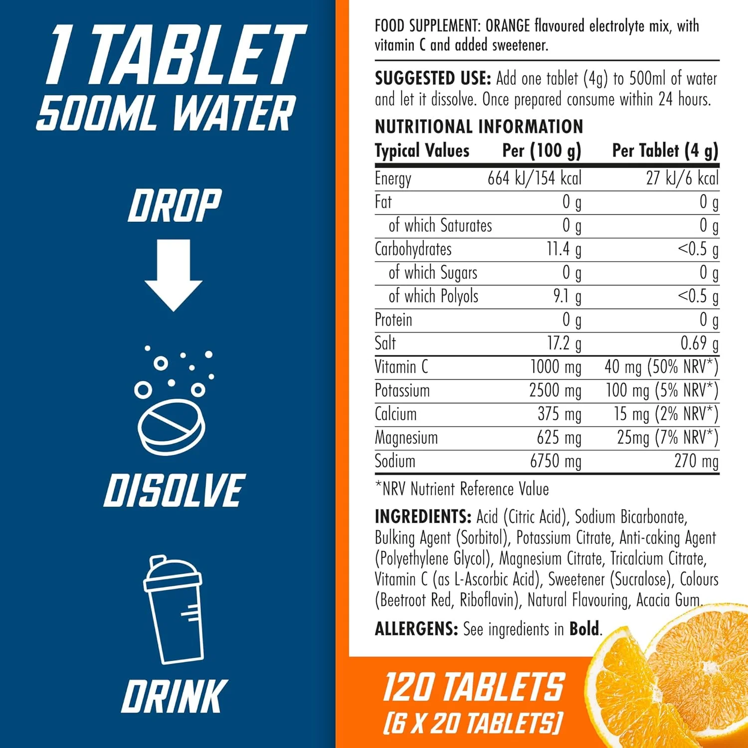 Applied Nutrition Endurance Hydration Electrolyte Tablets Orange  20 x 4g tablets - Image 8