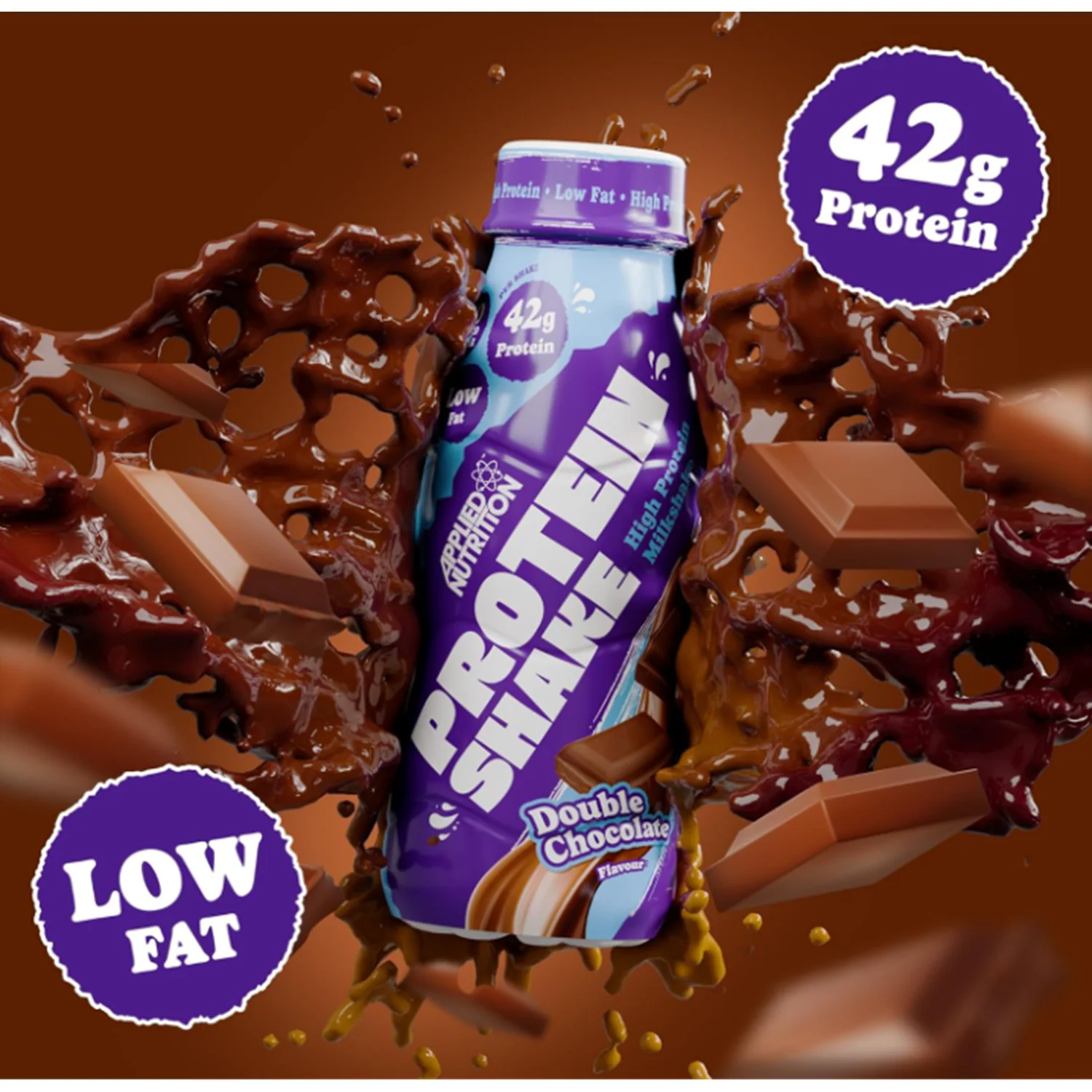 Applied Nutrition High Protein Shake Ready To Drink Double Chocolate 500ml x 8 - Image 4