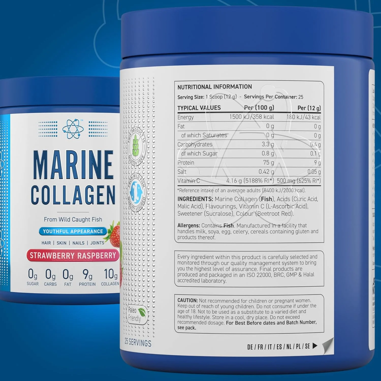 Applied Nutrition Marine Collagen Powder Strawberry & Raspberry Flavour 300g - Image 2