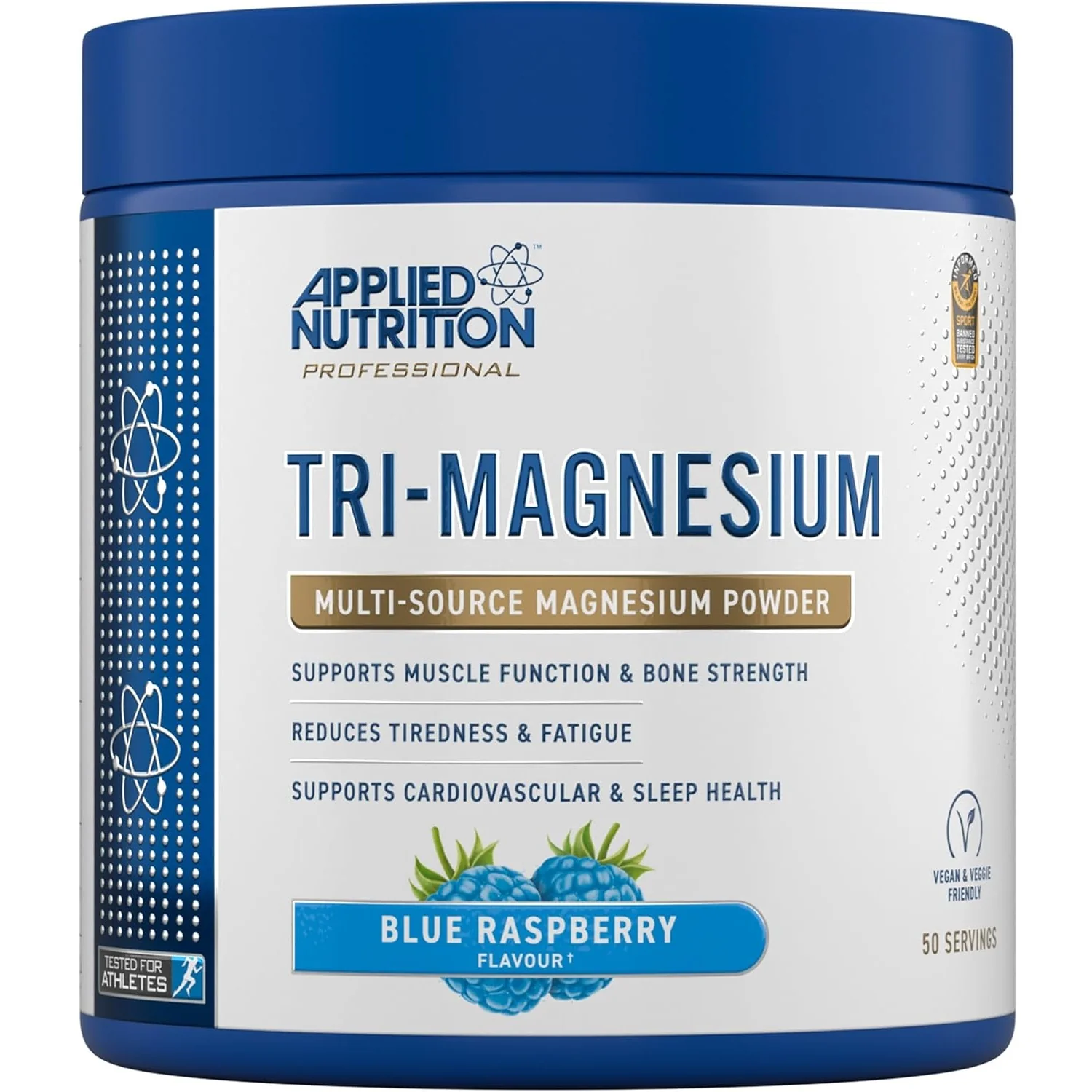 Applied Nutrition Tri Magnesium Powder Blue Raspberry Flavour 200g