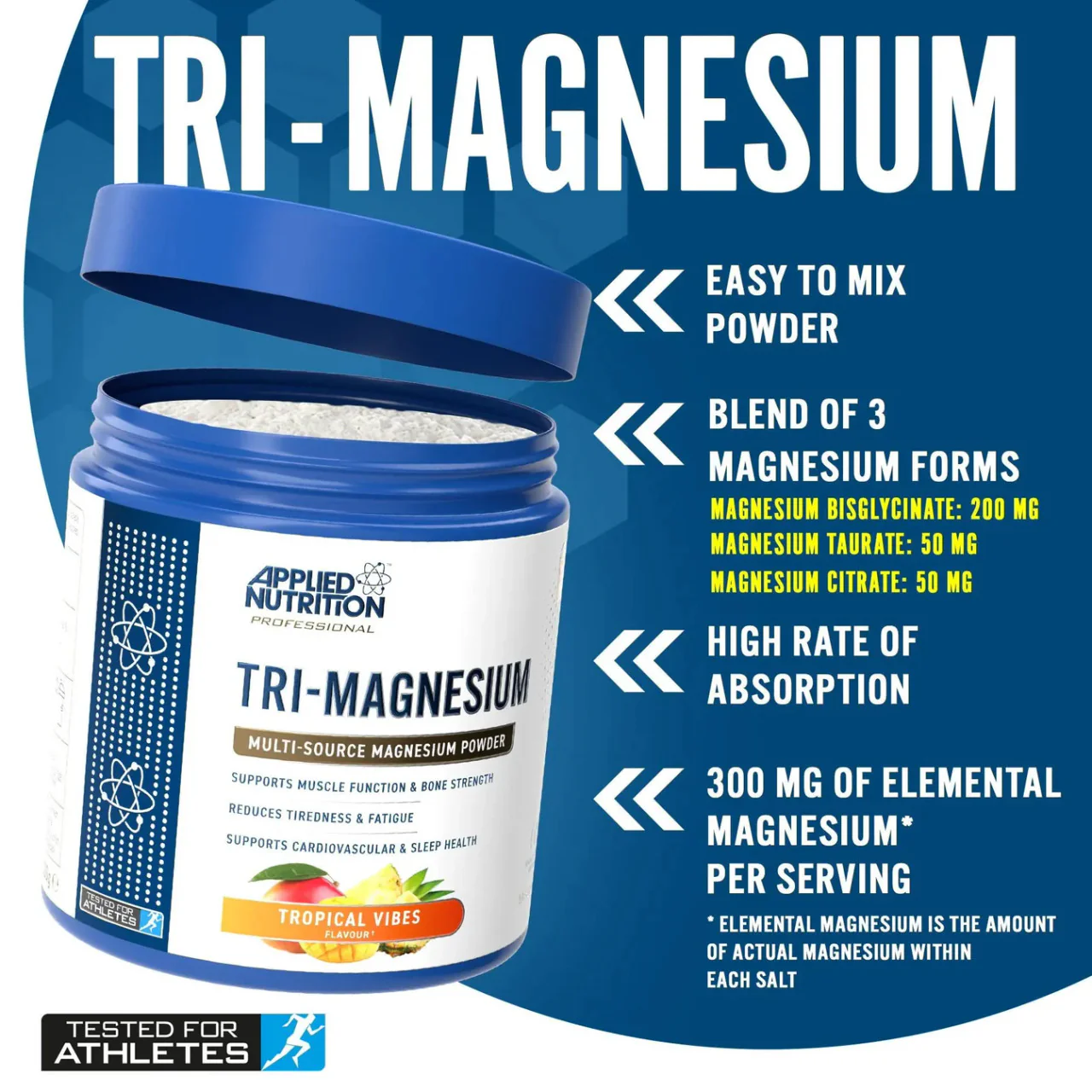 Applied Nutrition Tri Magnesium Powder Strawberry Raspberry Flavour 200g - Image 2