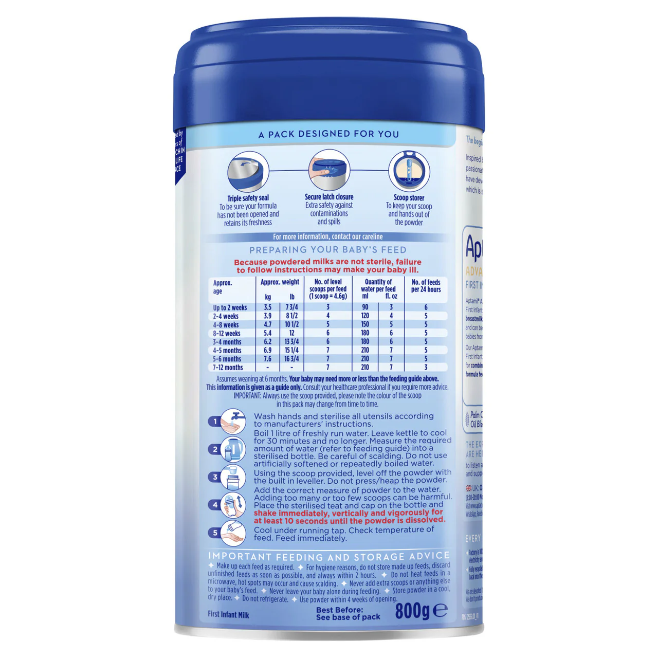 Aptamil Advanced 1 First Infant Baby Milk Powder 800g - Image 3