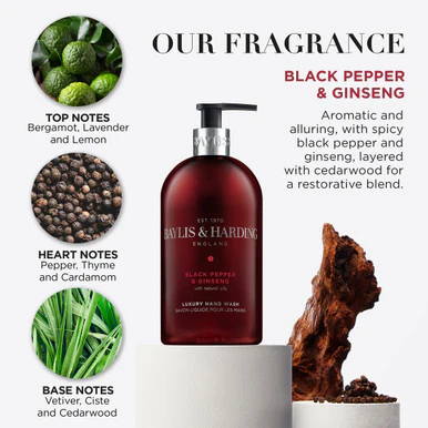 Baylis & Harding Men's Black Pepper & Ginseng Hand Wash 500ml - Image 3