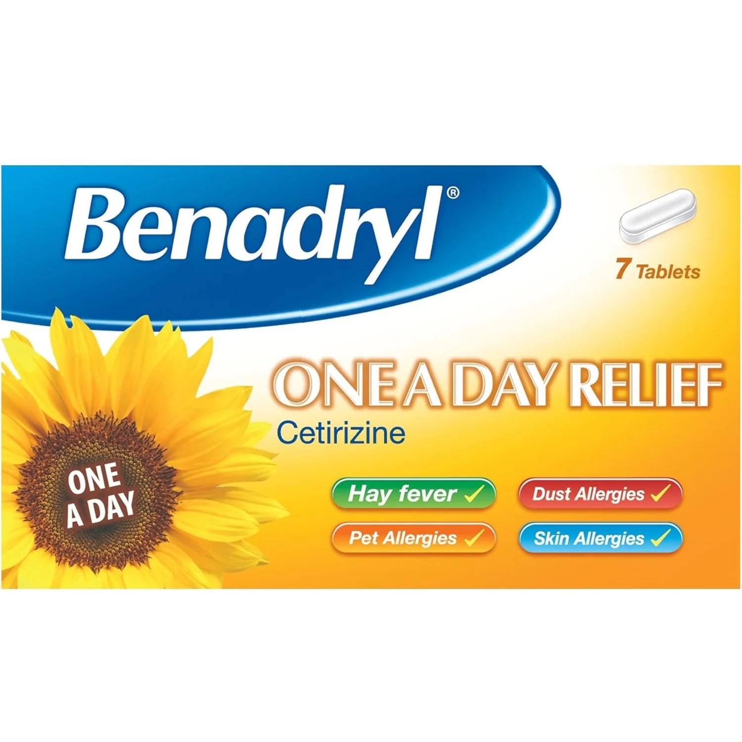 Benadryl Allergy One A Day 10mg 7 Tablets