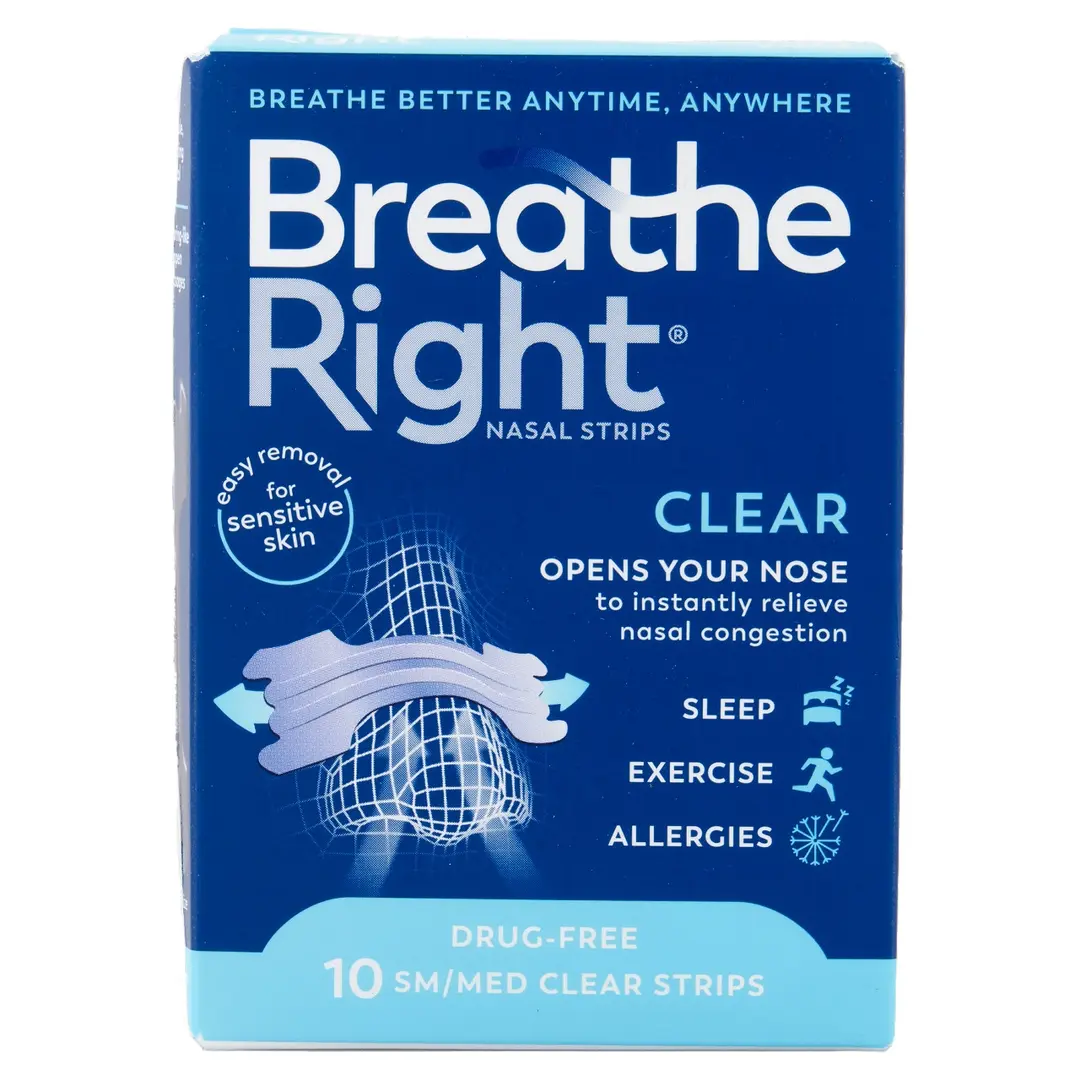 Breathe Right Nasal Strips Clear S/M 10s x 8 - Image 2