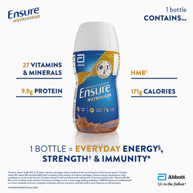 Ensure NutriVigor Ready To Drink Nutritonal Shake  Chocolate Flavour 220ml x 12 - Image 5