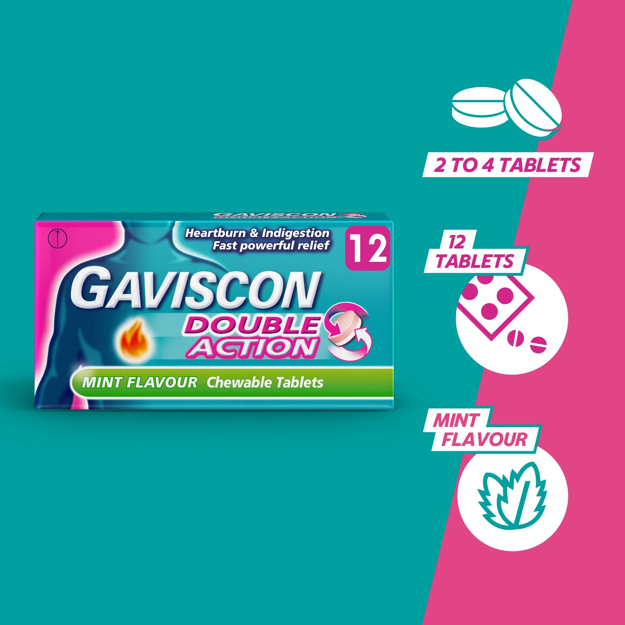 Gaviscon Double Action chewable tablets mixed berry - Image 2