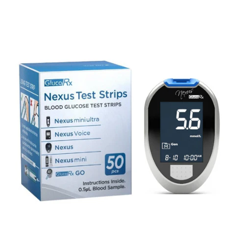 GlucoRX Nexus Blood Glucose Monitoring System + GlucoRX Nexus Glucose Test Strips