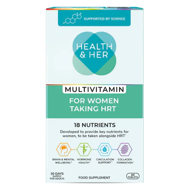 Health & Her Multivitamin for Women Taking Hormone Replacement Therapy HRT 60 Caplets