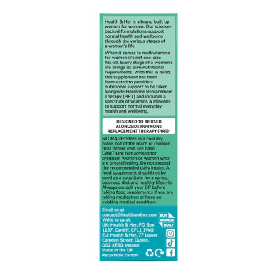Health & Her Multivitamin for Women Taking Hormone Replacement Therapy HRT 60 Caplets - Image 2
