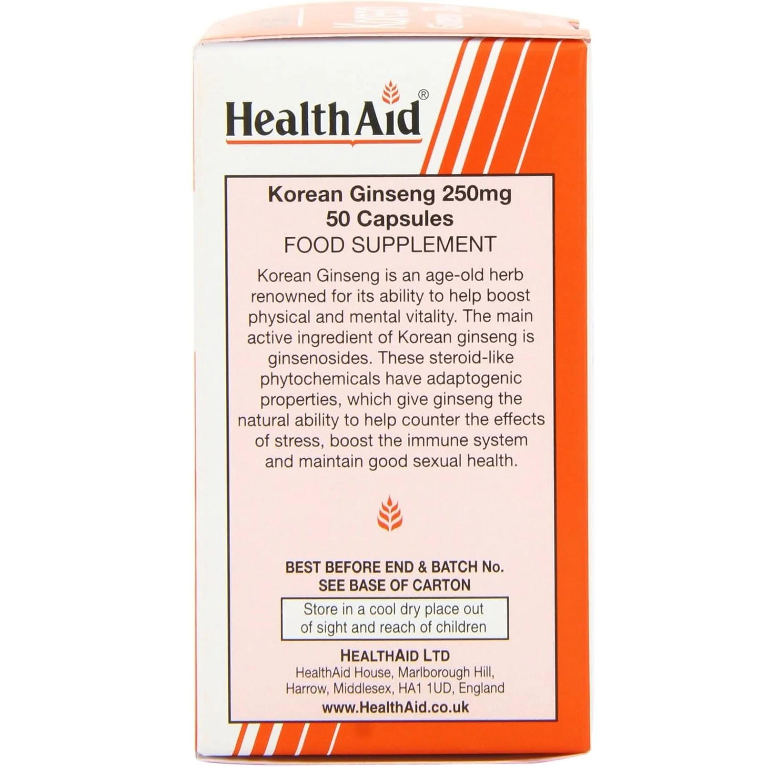 HealthAid Korean Ginseng 250mg Capsules 50s - Image 3