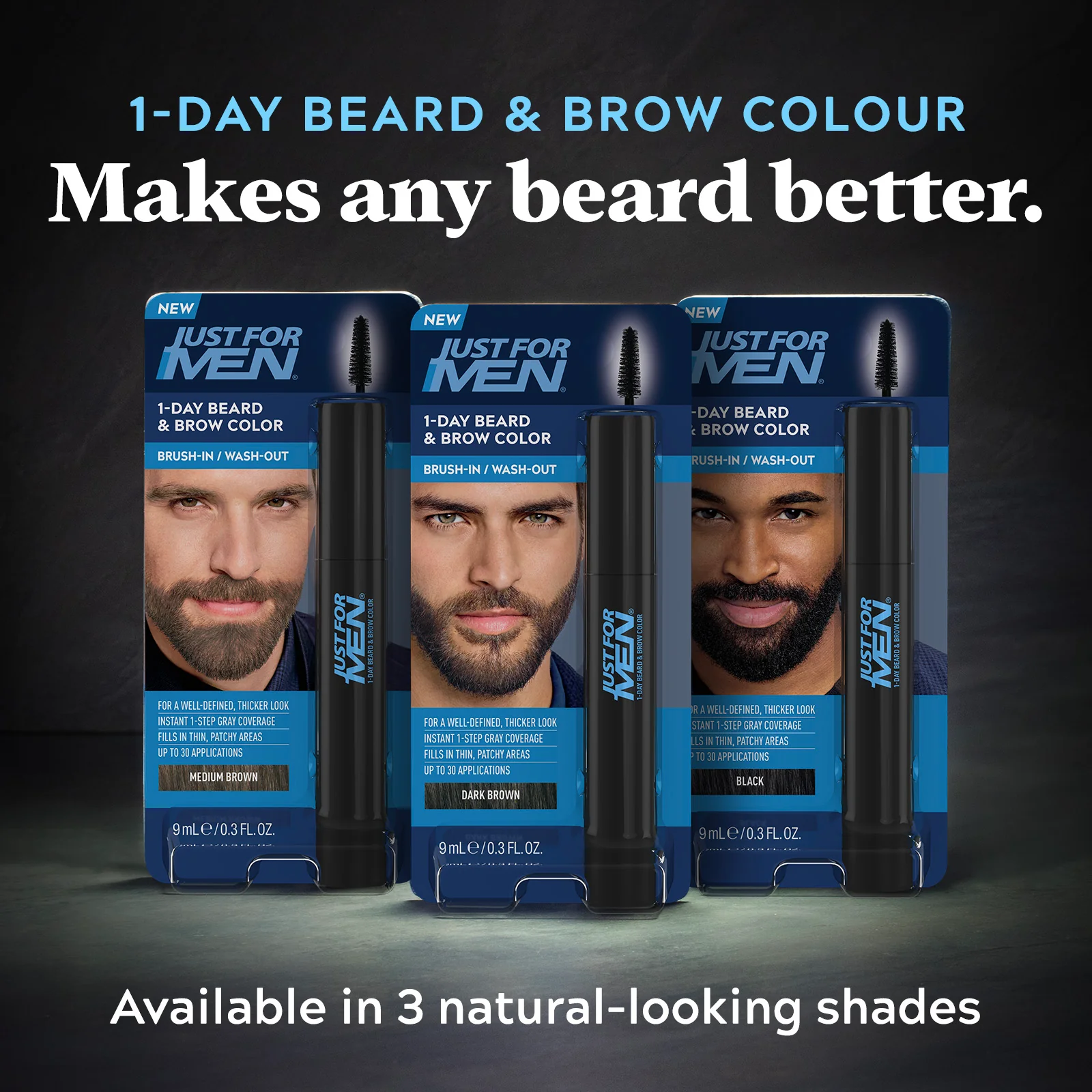 Just For Men 1-Day Beard & Brow Colour Real Black 9ml - Image 6