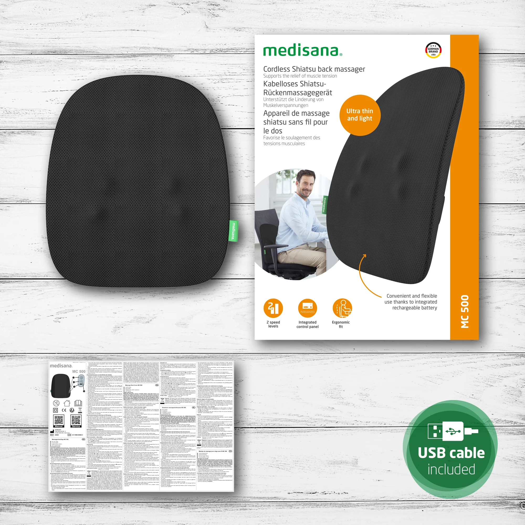 Medisana MC 500 Cordless Shiatsu Massage Back Rest - Image 4