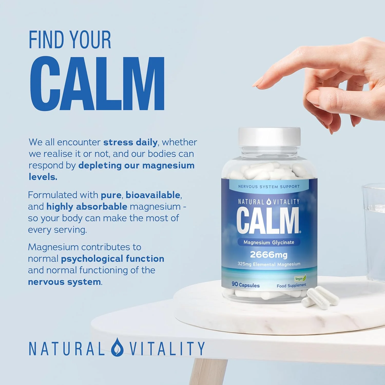 Natural Vitality Magnesium Glycinate 2660mg 90 Capsules - Image 2