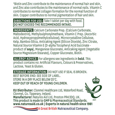 Natures Aid Hair, Skin and Nails Formula 30 Tablets - Image 2