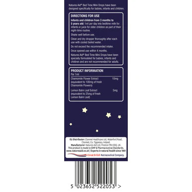 Natures Aid Mini Drops Bed Time (Chamomile & Lemon Balm) 50ml - Image 3