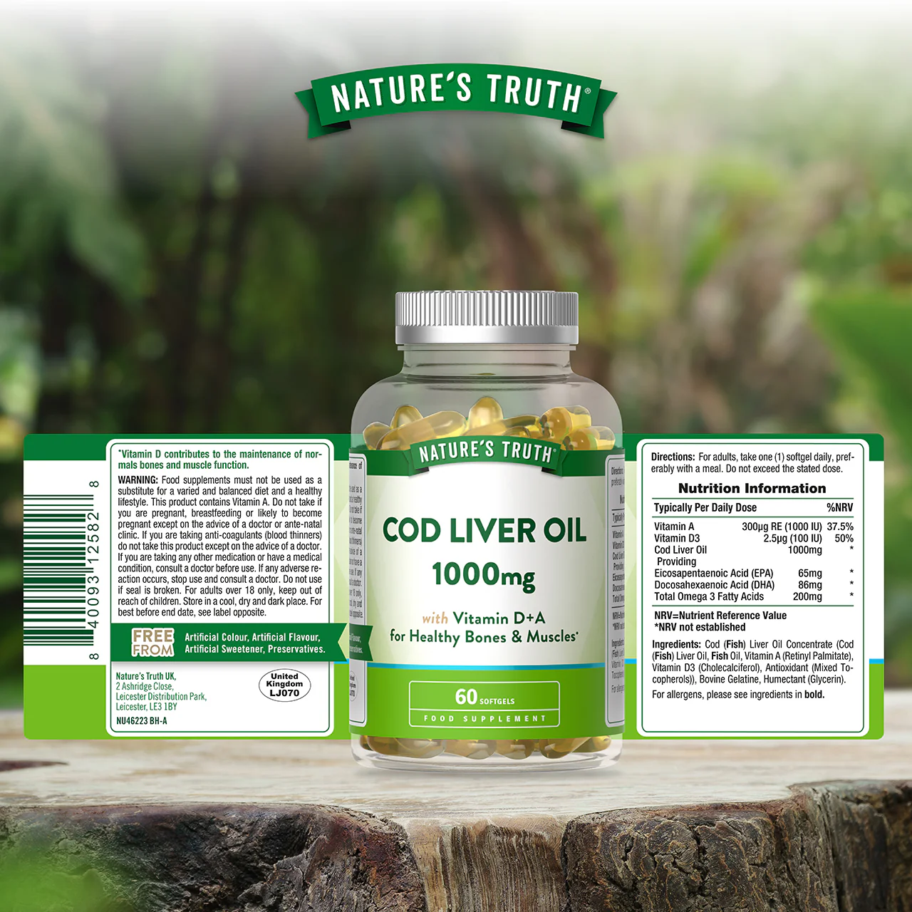 Natures Truth Cod Liver Oil 1000mg with Vitamin D+A 60 Softgels - Image 6