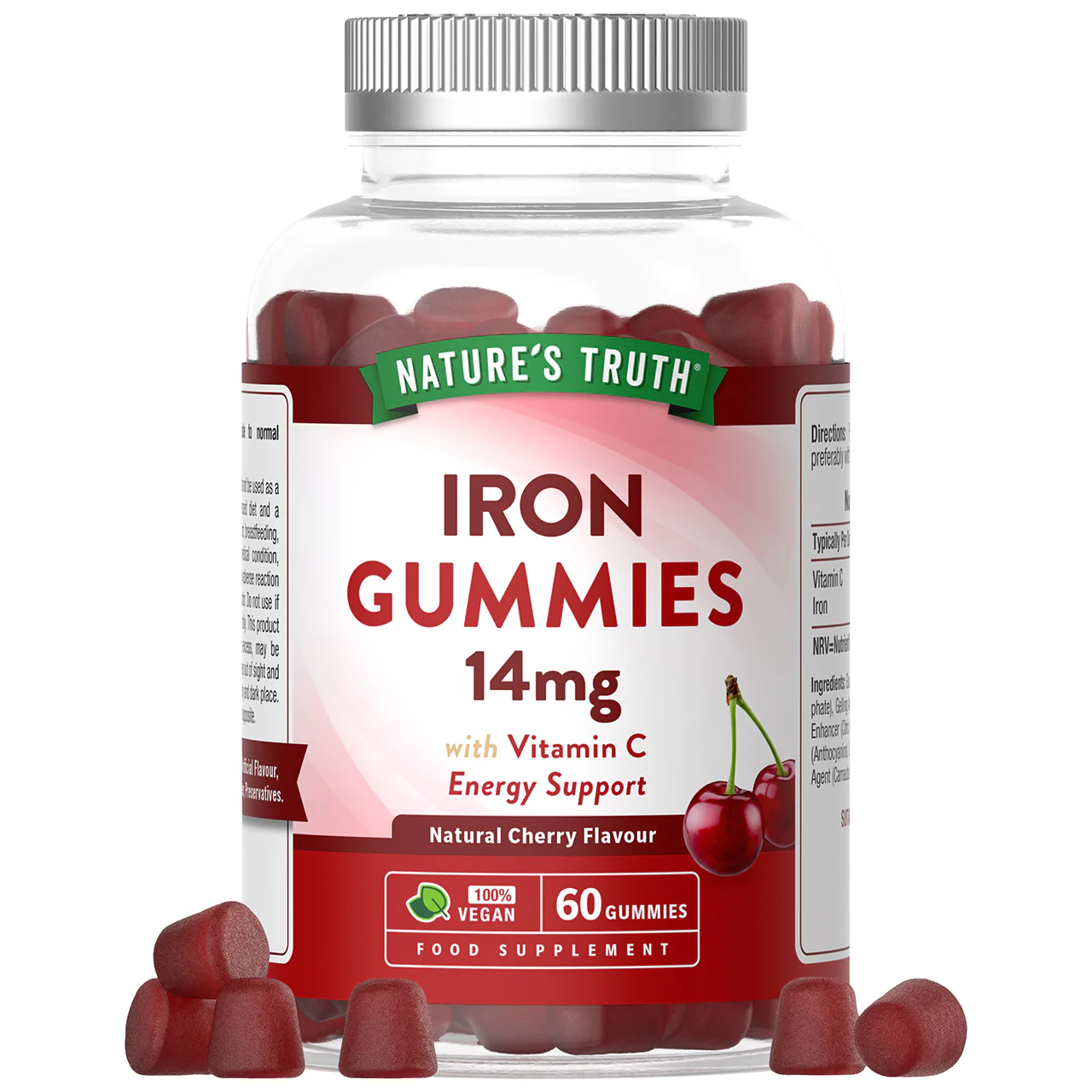 Nature's Truth Cherry Flavour Iron Gummies 14mg 60 Pack