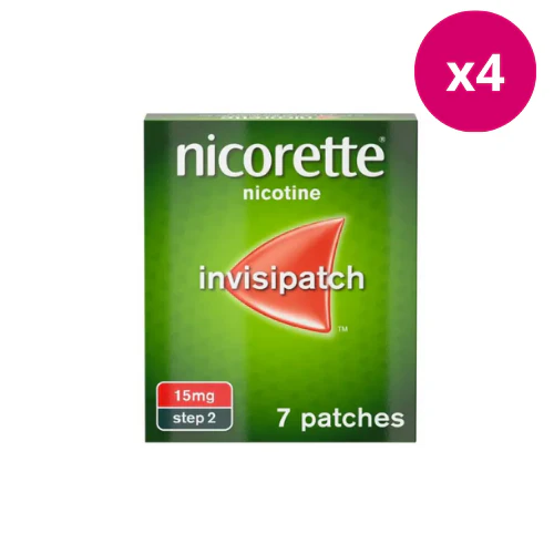 Nicorette Invisi Patch Step Two 15mg 7 Pack x 4