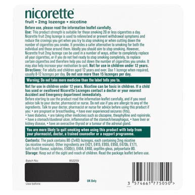 Nicorette Fruit Lozenge 2mg 80 Pack - Image 4