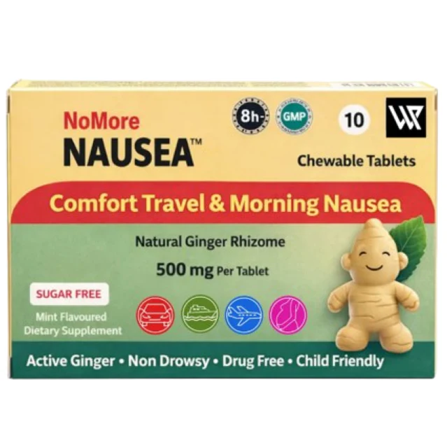 NoMore Nausea Natural Travel, Motion and Morning Sickness Chewable 10 Tablets