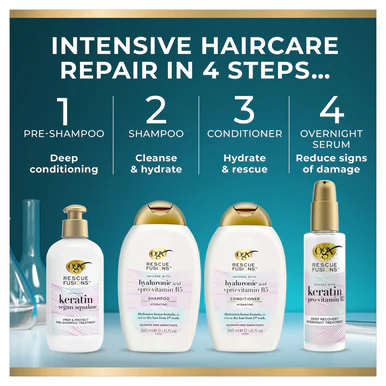 OGX Rescue Fusions Hyaluronic Acid + Pro-Vitamin B5 Shampoo 385ml - Image 2
