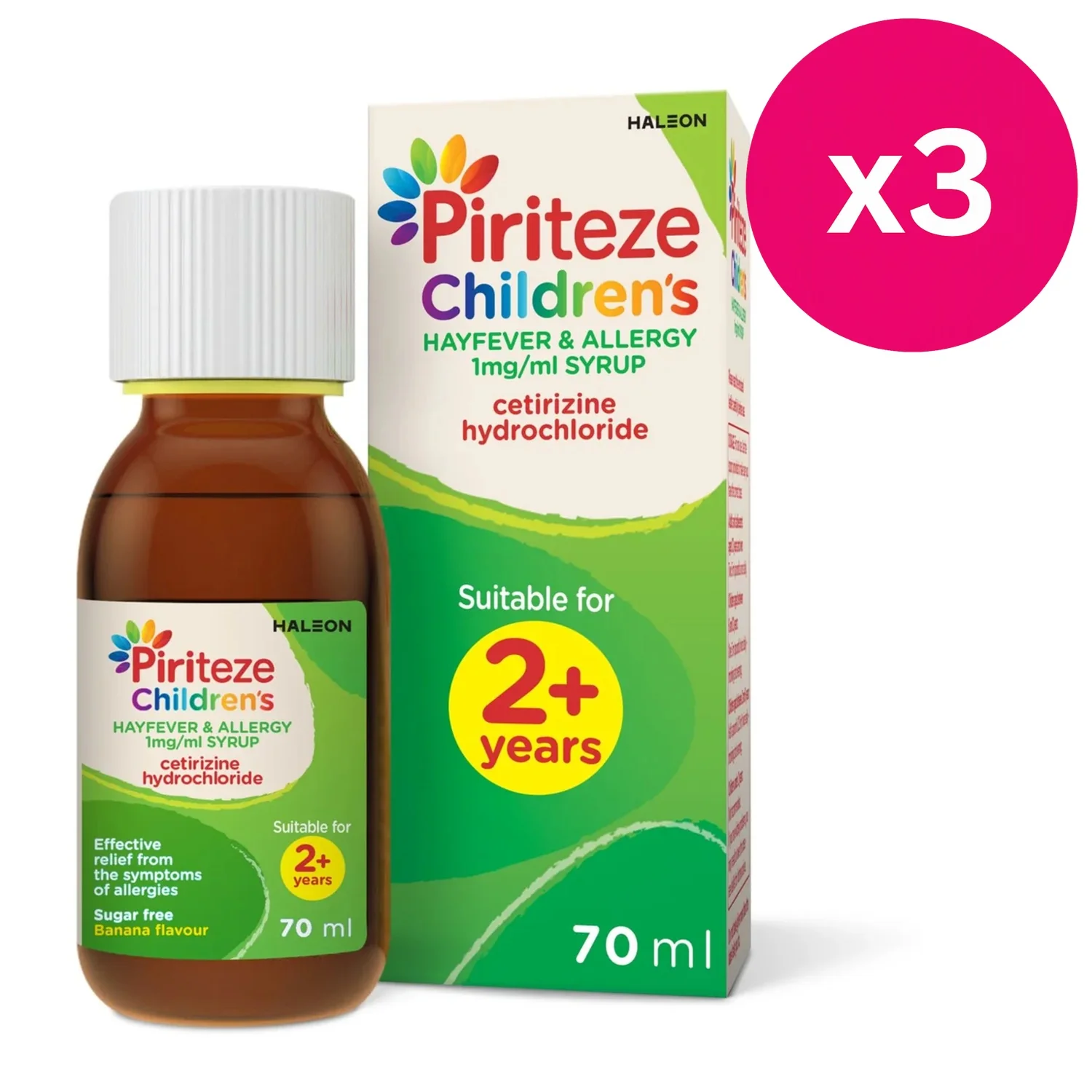 Piriteze Once A Day Allergy Syrup 70ml x 3
