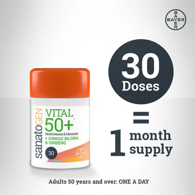 Sanatogen Vital 50+ Multivitamins + Gingko Biloba & Ginseng 30 Tablets - Image 2