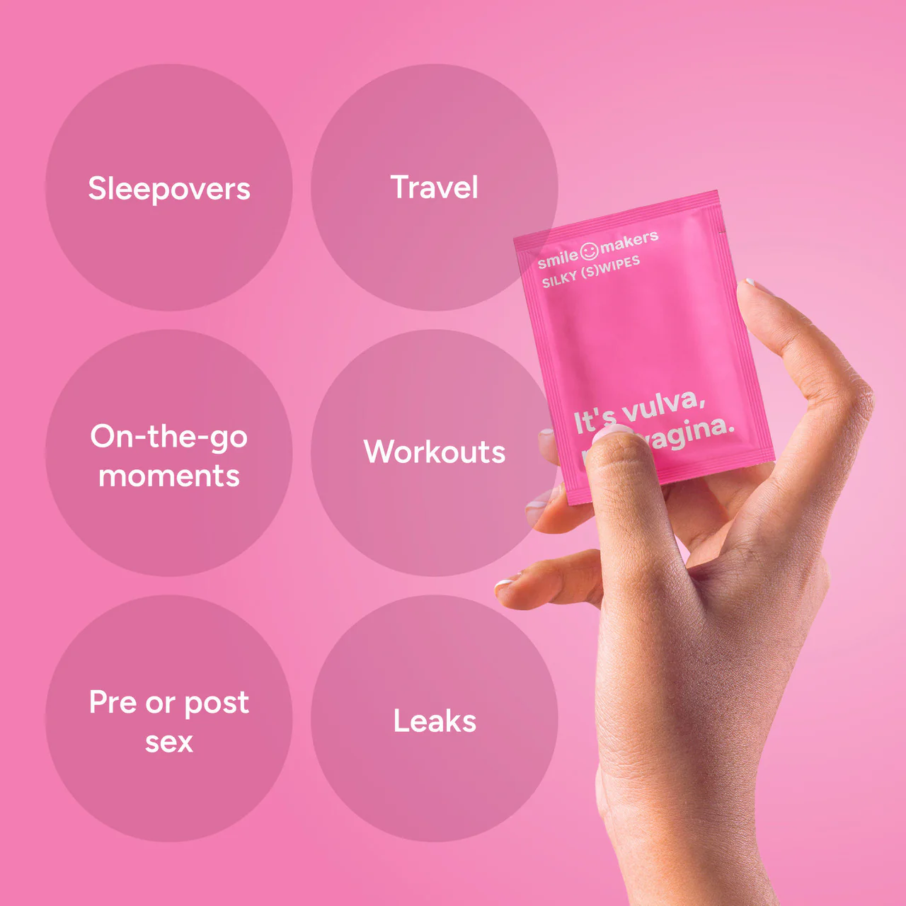Smile Makers Silky Swipes Biodegradable Intimate Vaginal Wipes 12s - Image 3