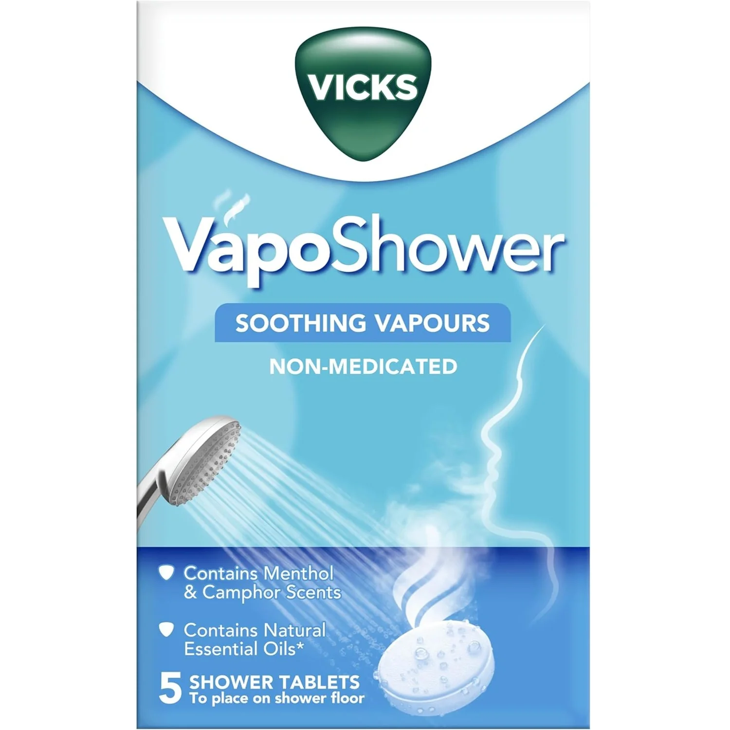 Vicks Vapo Shower With Menthol & Camphor Scents Soothing Vapors 5 Tablets