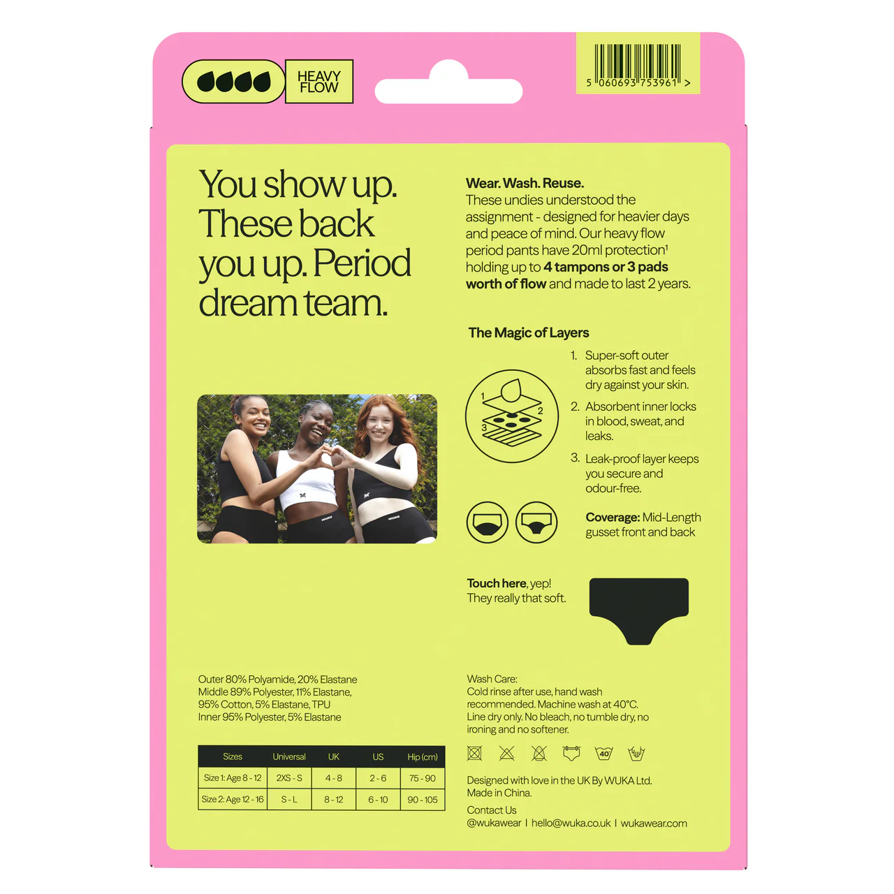 WUKA Teen Stretch Period Pants Seamless Midi Brief, Age 8-12 - Image 2