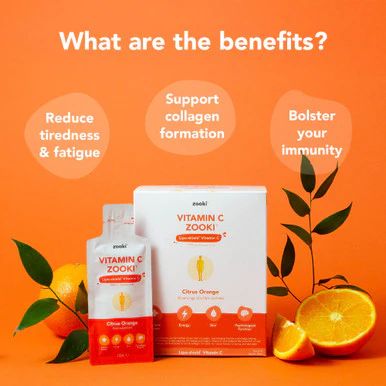 Zooki Liposomal Vitamin C 1,000mg, Citrus Orange Flavour 15ml, 30 Sachets - Image 3
