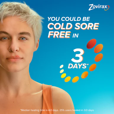 Zovirax Cold Sore Cream Tube 2g - Image 2